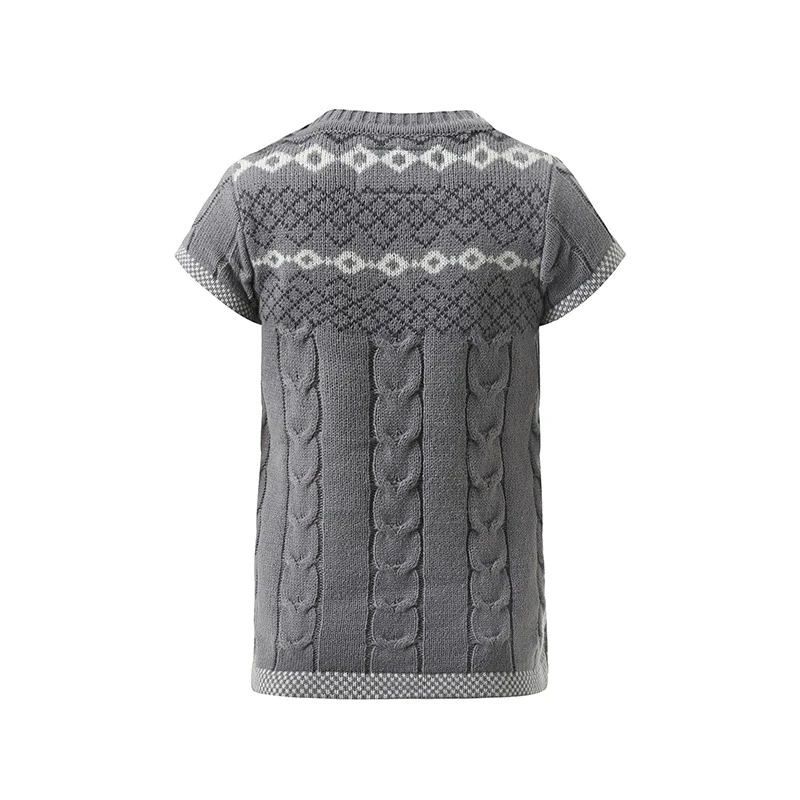 kids chunky knit sweater with short sleeve-1